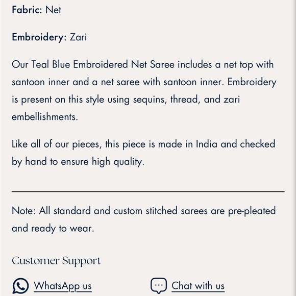 Lashkaara Teal Blue Embroidered Net Saree XS - Picture 3 of 4